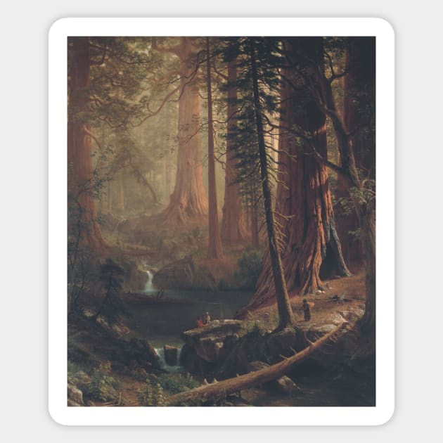 Giant Redwood Trees of California by Albert Bierstadt Sticker by Classic Art Stall